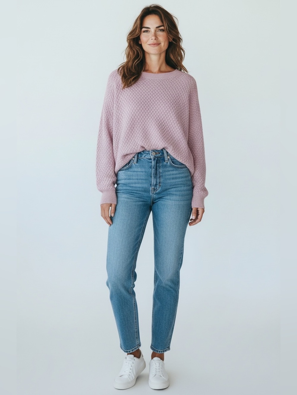 Light Pink Marled Cotton Scoop Neck Sweater - 1X